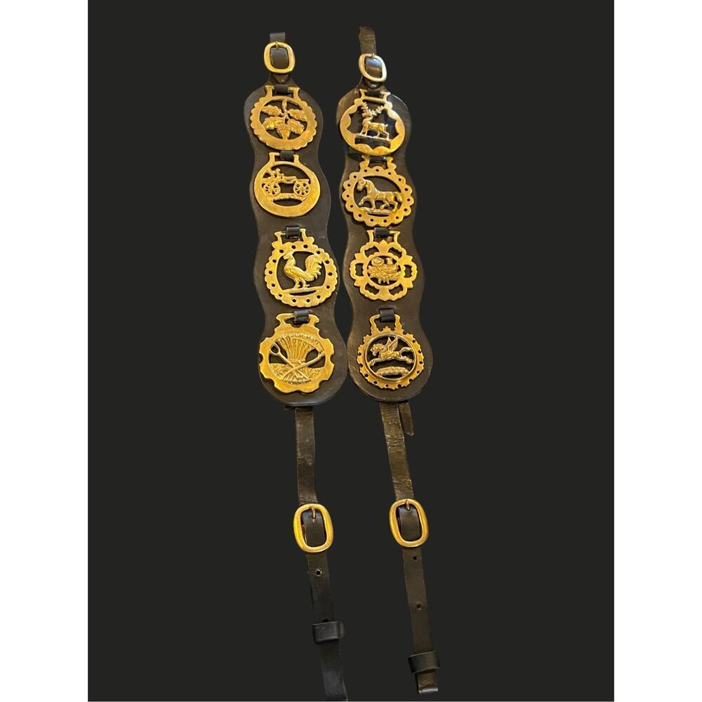 Horse Brass Decorative Tack Bridle 8 Decorative Pieces Antique Vintage - Picture 10 of 15